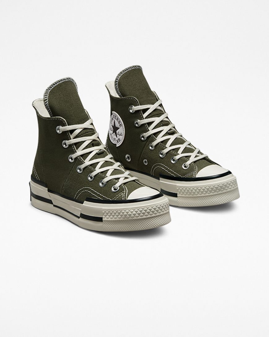 Tenisi Inalti Barbati Converse Chuck 70 Plus Masline Verzi Negrii | RO 0XWIV920